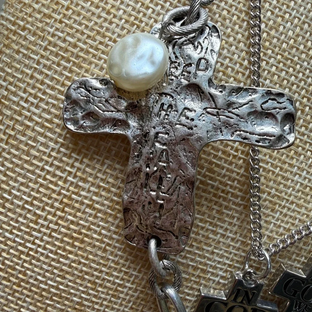 Religious Gothic Grunge Cross Necklace Bundle Lot of 3 Unbranded